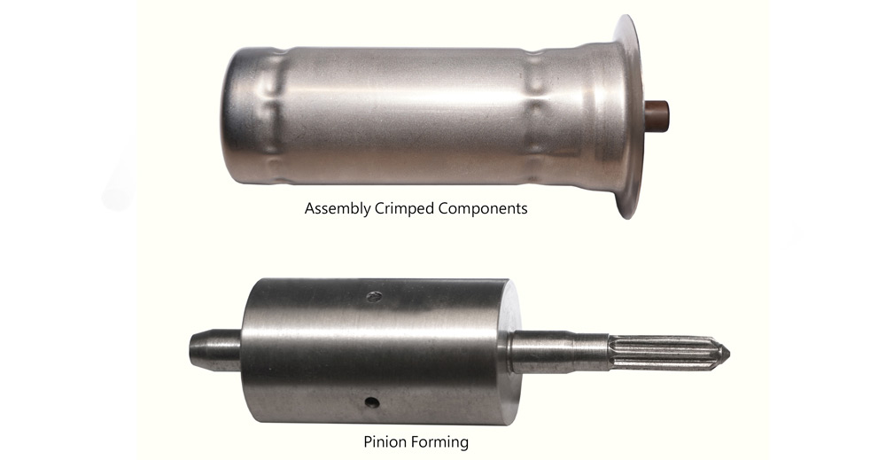 crimped component assembly pinion forming